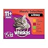 Whiskas-11-Wet-Food-for-Senior-Cats-Meaty-Selection-in-Gravy-12-x-100-g Whiskas wet pouches, delicious and tasty meaty selection in gravy, suitable for senior cats aged 11+, (12 Pouches x 100…