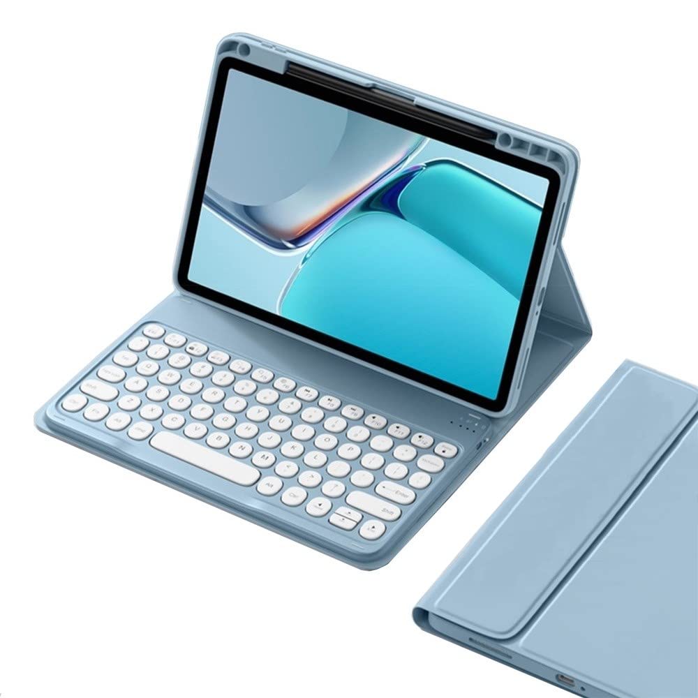 KMXDD Cute Keyboard Case for iPad 9th/8th/7th Generation 10.2 inch, iPad Air 3rd Gen iPad Pro 10.5 inch - Round Key Colorful Bluetooth Keyboard Cover with Pencil Holder (Mist Blue) — image 1