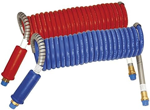 Alaskan Stallion Combo Blue & Red Power Air Lines - Coiled Air Brake Component - 1/2" Fittings - 18 ft.