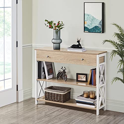 Yaheetech Modern 3Tier Console Table with Drawer for Entryway, Tall