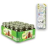 *Jar Drinking Glasses Kit*- Ball Jar Mouth Pint Jars with Lids and Bands, Regular, Set of 12 + 4 Mason Sip and Straw Lids - *Cool Trend*-16 OZ