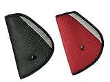 Seatbelt Adjuster, HONTECH 2 Packs Seat Belt Safety Covers for Kids Red + Black.
