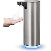 LAOPAO Automatic Soap Dispenser Stainless Steel Touchless Foaming Soap Dispenser for Bathroom Auto Rechargeable Hand Soap Dispenser for Kitchen