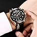 LIGE Watches for Men Sports Chronograph Waterproof Analog Quartz Watch with Black Leather Band Classic Casual Big Face Mens Wrist Watch Gold Black