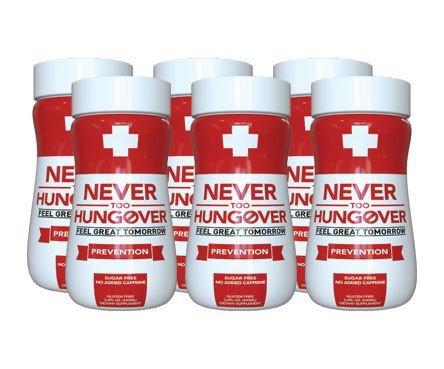 Hangover Prevention Drink Formula - Never Too Hungover Prevention w/Electrolytes for Rehydration, B Vitamins for Energy & Nutrient Replenishment to Help Avoid Hangovers - 6 Pack - 3.4 Oz Bottles