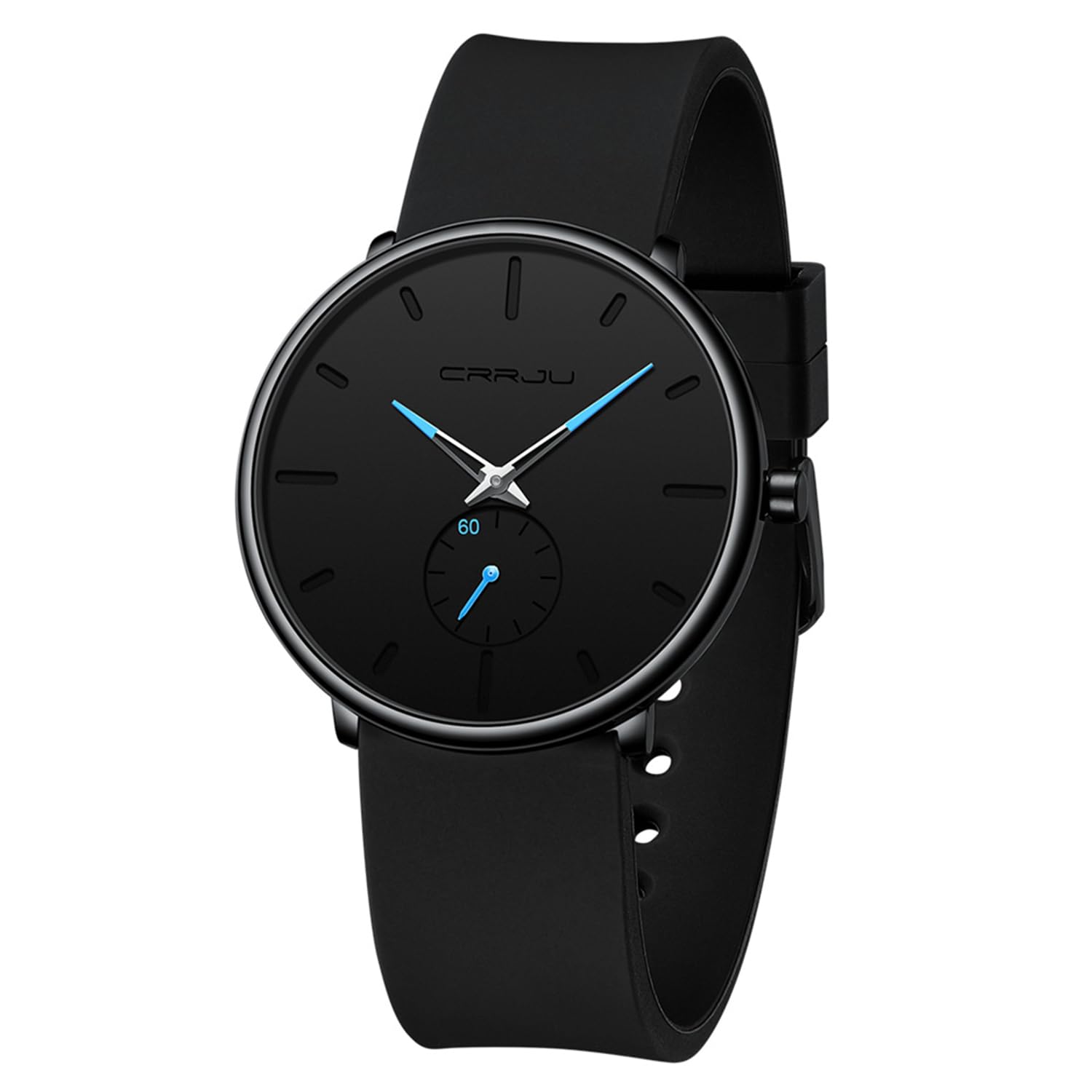 CRRJU Men’s Casual Stylish Waterproof Quartz Wristwatches, Ultra Thin Second Hand Watches for Men, Colorful Silicone Band