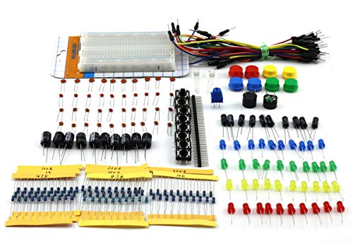 ZYAMY 235pcs Electronics Fans Package Starter Kit Electric Components Element Parts DIY Kit Breadboard Resistor Capacitor LED Potentiometer Pin Header Jumper Buzzer
