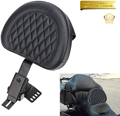 Honor JD New Rider Backrest Black Detachable Driver Sissy Bar Adjustable Backrest(Bracket&Leather Pad) 1997-2017 Harley Davidson Touring Models