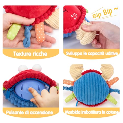 hahaland Baby Toys 6 Months Interactive Crab – Musical Plush Toy Catching Toys for Children 1 Year – Newborn Gift for 6 9 12 Months
