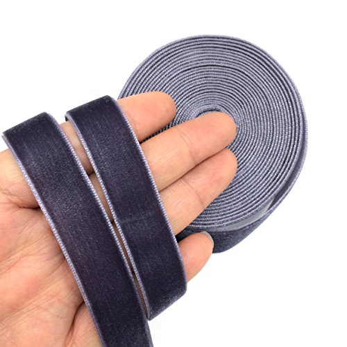 PEPPERLONELY 5 Yards Single Face Velvet Ribbon 16mm (5/8 Inch), Gray Purple