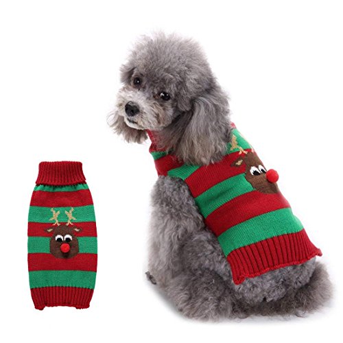 UPRetailer Cute Turtleneck Dog Sweater for Small Dogs Christmas, Knitted Puppy Sweatershirt for Winter