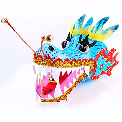 8 Meters (26.2 FT) Square Exercise Dance Dragon Poi with 3D Dragon Head and Swing Rope Combo, Chinese Dragon Dance Wulong Flowy Ribbon Streamer Outdoor Fitness Dragon Stage Prop Set (Celadon Blue)