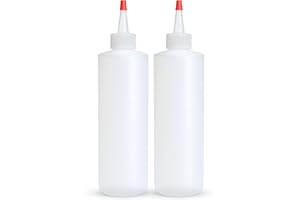 BRIGHTFROM Condiment Squeeze Bottles, 8 OZ Empty Squirt Bottle, Red Top Cap, Leak Proof - for Ketchup, Mustard, Syrup, Sauces, Dressing, Oil, Arts & Crafts, BPA FREE Plastic - Perfect for Kitchen - 2 PACK