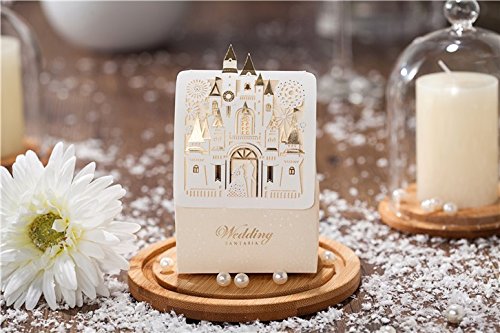 Saitec Â® Hot Sale Pack of 50ps Romantic Castle Favors And Gifts Baby Shower Elegant White Luxury Decoration Laser Cut Party Wedding Paper Candy Box For Guest SIT1686