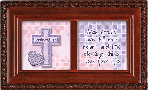 Cottage Garden Goddaughter Woodgrain Petite Music Box/Jewelry Box Plays Amazing Grace