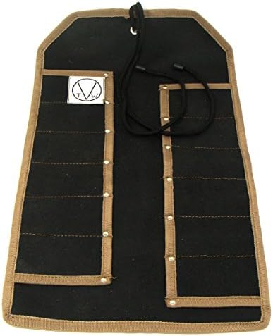 12 Pocket Waxed Canvas Tool Roll for Small Sized Tools. For Woodworkers, Mechanics and Hobbyists