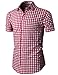 H2H Mens Casual Slim Fit Check patterned Short Sleeve Basic Shirts