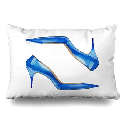 Amazon Com Diycow Throw Pillows Covers With Watercolor Blue Shoes