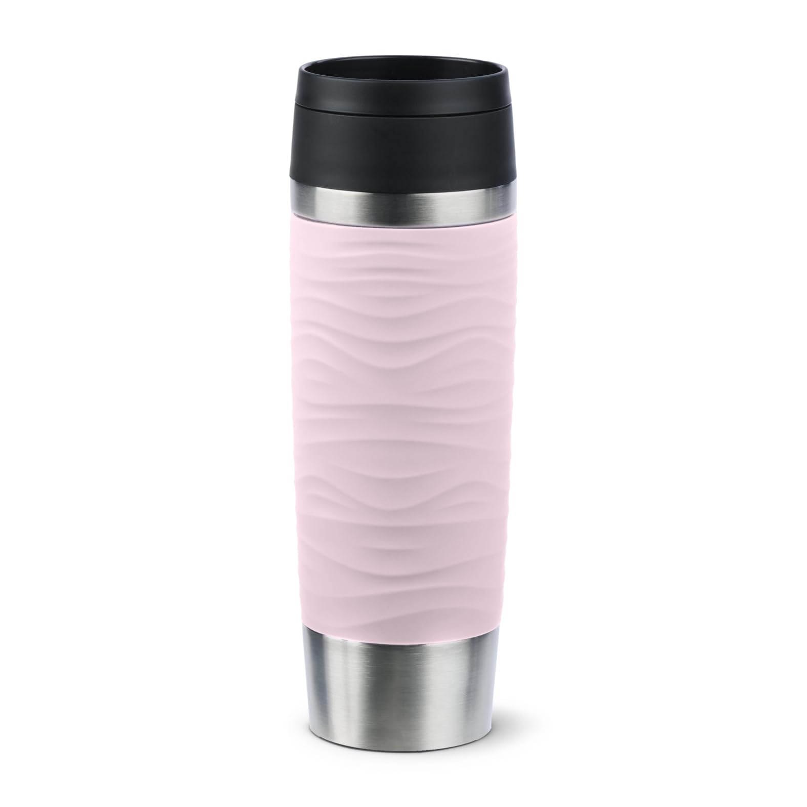 Emsa N20227 Travel Mug Wave Isolierbecher 0,5 Liter, neuer Komfort-Schraubverschluss, Edelstahl, 6h heiß und 12h kühl, 100% dicht, spülmaschinenfest, 360°-Trinköffnung, Pastellrosa