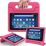 AVAWO Shock Proof Case Compatible for Fire HD 8 2017/2018 Tablet - Kids Shockproof Convertible Handle Light Weight Protective Stand Case for Fire HD 8-inch (7th/8th Generation, 2017/2018 Release),Rose