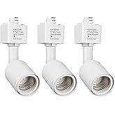 mirrea H Type Track Lighting Head to E26 Medium Screw Base Adapter Light Direction Adjustable Pack of 3 (White)