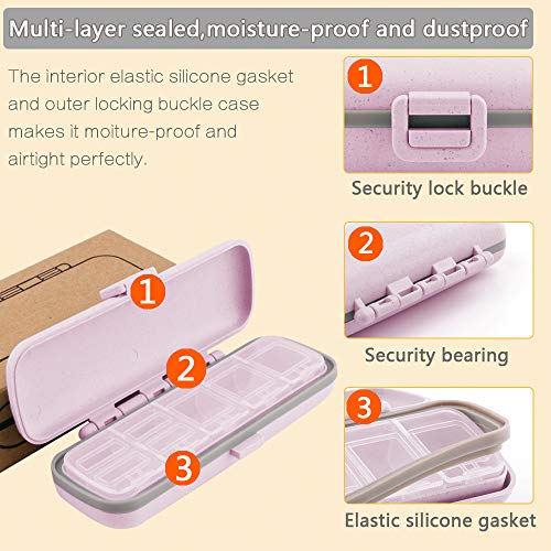 Pill Organizer - 7 Compartments Travel Pill Case for Pocket or Purse Daily Pill Box for Vitamin Fish Oil Supplements