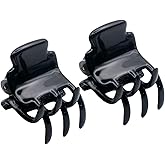 Parcelona French Glossy Square Very Small 3/4" Black Celluloid Set of 2 No Slip Grip Jaw Hair Claw Durable Styling Women Hair Accessories Strong Hold Girls Hair Claw Clips, Made in France