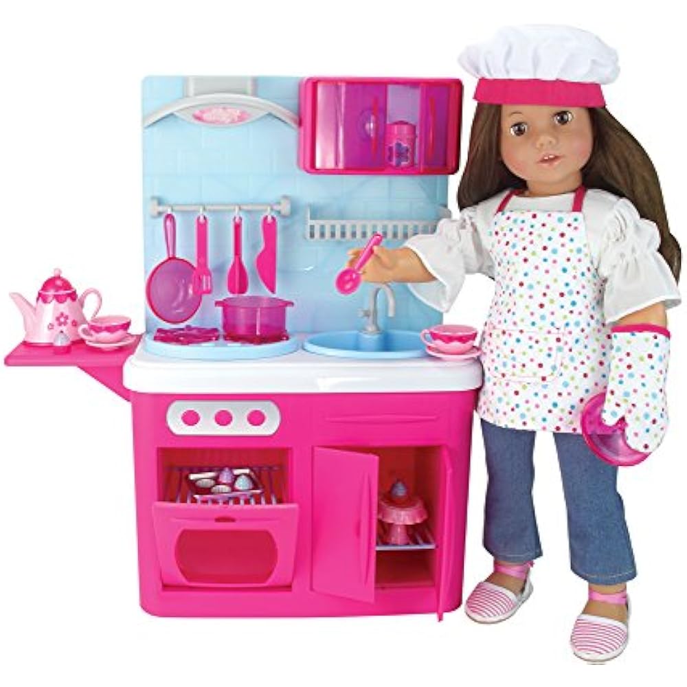 Doll Accessories Sophia's 18 Inch Kitchen 19 Pieces, Features Lights