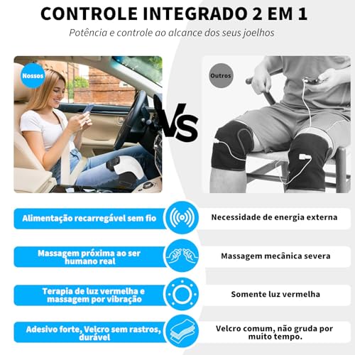 Articure Joelho, Envoltório com 3 Padrões de Calor Ajustáveis, Intensidade, Massageador Eletrico, Joelho Sem Fio, Massageador de Pé，Vibração Elétrica, Joelheira