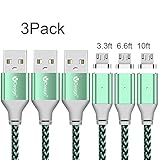 SKITCH Magnetic Nylon Braided USB 2.0 A Male to Micro B Data Sync, 3Pack 3.3ft 6.6ft 10ft Charger Cable for Samsung Galaxy S7, S7 Edge, HTC one, Sony Z3 and more