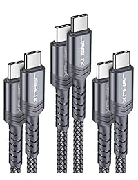 JSAUX Cable USB C a C 3 A [1 pie+3.3 pies+6.6 pies] USB tipo C cable de carga rápida trenzado cargador compatible con Google Pixel 2 3 XL, Nexus 6P, Galaxy S9 S8 Plus, Note 8, MacBook