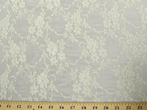 SyFabrics Stretch lace Fabric 58 inches Wide Ivory SL-40