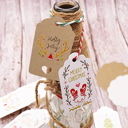 SallyFashion Kraftpapier Anhänger, 200 Stk. Geschenkanhänger Etiketten Kraftpapier Tags Karten mit Jute Schnur für Hochzeit Geschenk Weihnachten