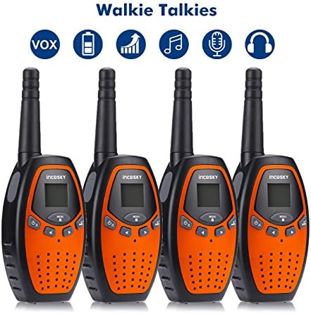Walkie Talkies - Kids Toys incoSKY Kids Walkie 22 Channel 400M-480MHz with PPT/VOX 2 Way Radio 3 KM Long Range and Clear Sound (2 Pair) Orange TS62P-4US