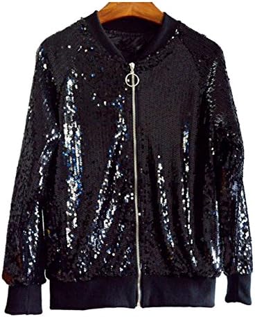 LRT Womens Sequins Bomber Jacket Multi Color Dancing Jacket