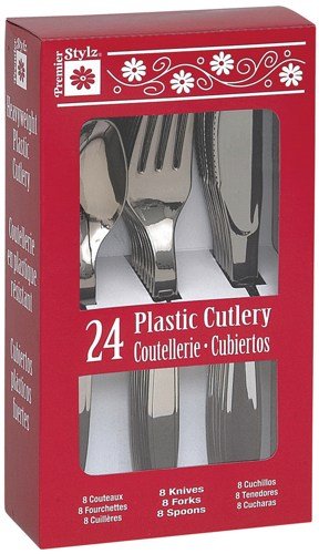 Plastic Cutlery 24Pkg-Silver