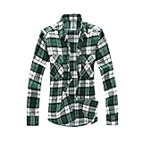 Allegra K Men Big and Tall Plaids Flannel Shirt w Flap Pockets