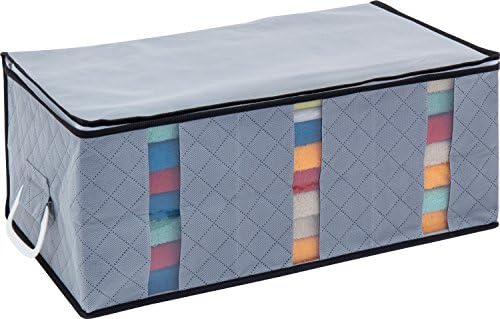 1Storage Charcoal Fiber Clothing Organizer Bag, 3Cells, Carry Handles, Grey 902-19