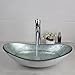 Yanksmark Silver Color Glass Wash Bowl Vessel Sink & Chrome Bathroom Faucet Finish Combo Set Come With Pop Up Drain