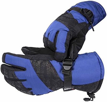UKEE Ski Gloves, Waterproof and Windproof Winter Snow Gloves Ski, Snowboard, Motorcycle, Bike, Ski Gloves for Men and Women (Black blue)