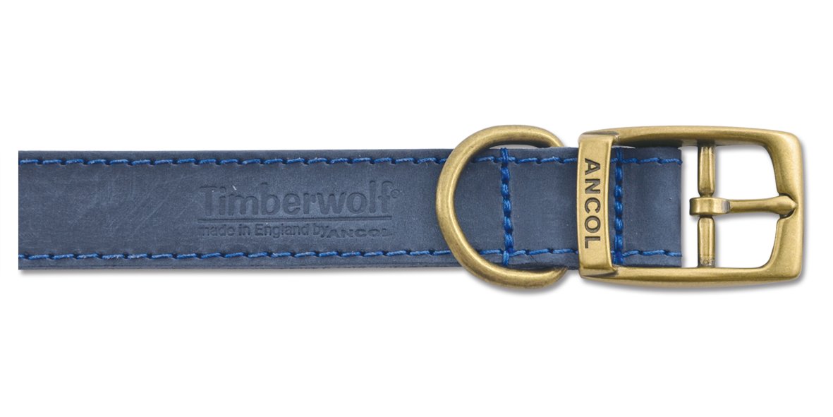 Ancol Timberwolf Premium Leather Dog Collar - Comfortable Durable Pet Training Accessory - Blue Bridle Leather - Soft Supple Waterproof Treated - 50-59cm Size 7 — image 1