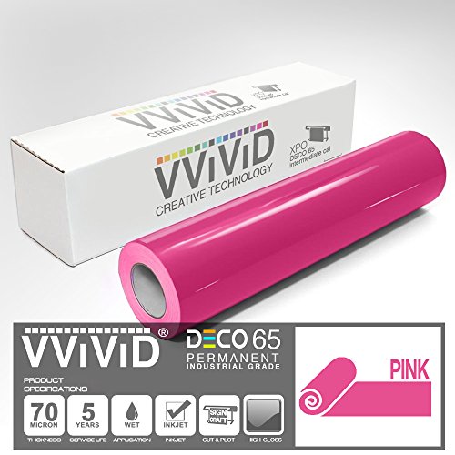 Vvivid pink gloss 11.8" x 84" (7ft) deco65 permanent ad…