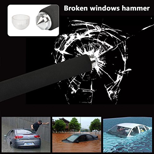 QLOUNI Car Steering Wheel Lock Adjustable Universal Vehicle Locking Devices Heavy Duty Self-defense Weapon Escape Hammer (with 3 Keys, End Cap, Velcro) - Thumbnail 4