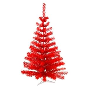 DP-Tech 90 cm 90 Spitzen künstlicher Weihnachtsbaum Tannenbaum Christbaum in rot inkl. Kunststofffuß Christbaumständer