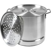 IMUSA USA Aluminum Tamale and Steamer Steamer Pot 20-Quart, Silver