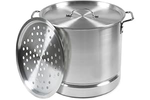 IMUSA USA Aluminum Tamale and Steamer Steamer Pot 20-Quart, Silver
