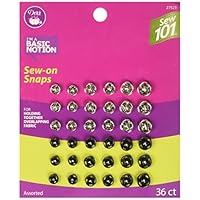 Dritz Sew 101 27523 Sew-On Snaps, Assorted Colors & Sizes (36-Sets)