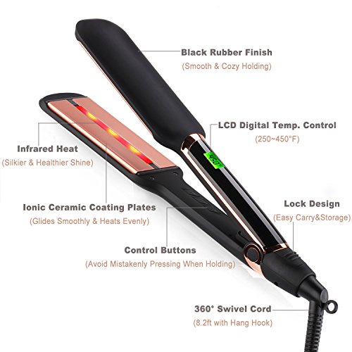 MADAMI Pro 2” Infrared Hair Straightener Flat Iron Ceramic MCH 60s Heat