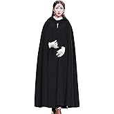 Flygo Women Wool Blend Hooded Cape Fall Winter Cloak with Hood Windproof Poncho Maxi Coat