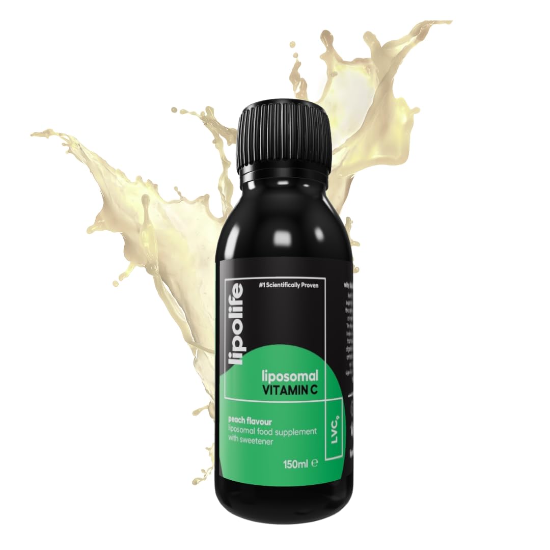 liposomal high Strength Vitamin C 1000mg (Peach Flavour) - lipolife LVC9. 30 Day Supply. Formulated with Quali-C and Sunflower phospholipids. Superior Nutrient delivery